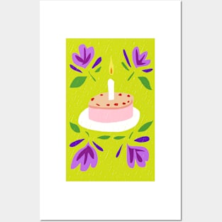 Cake and Flowers - Happy Birthday! Posters and Art